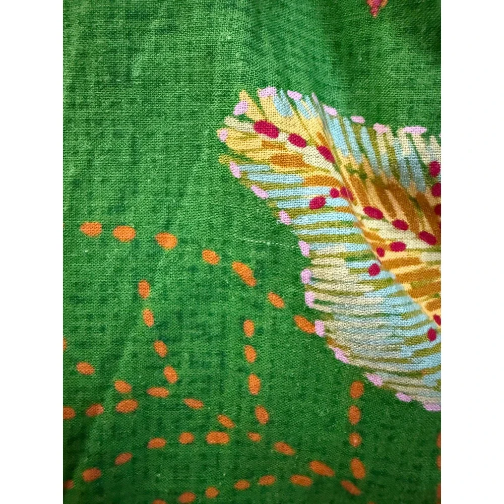 Farm Rio Off The Shoulder Maxi Dress Green Floral Puff Sleeve Button Front M - Picture 13 of 15